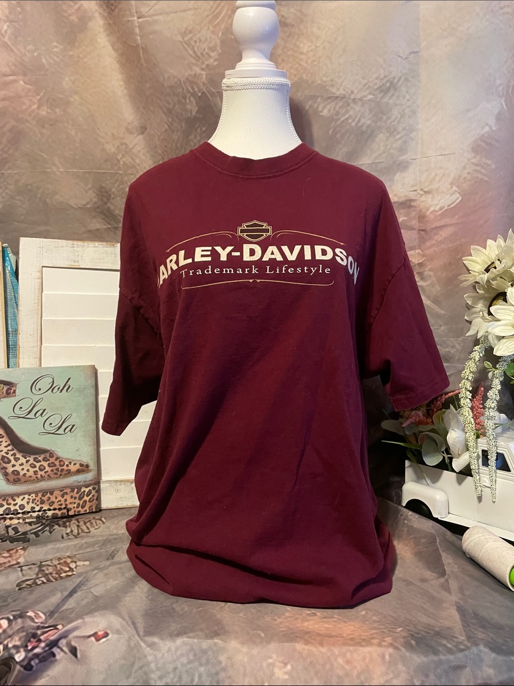 Harley-Davidson Burgundy Short Sleeve Logo Tee